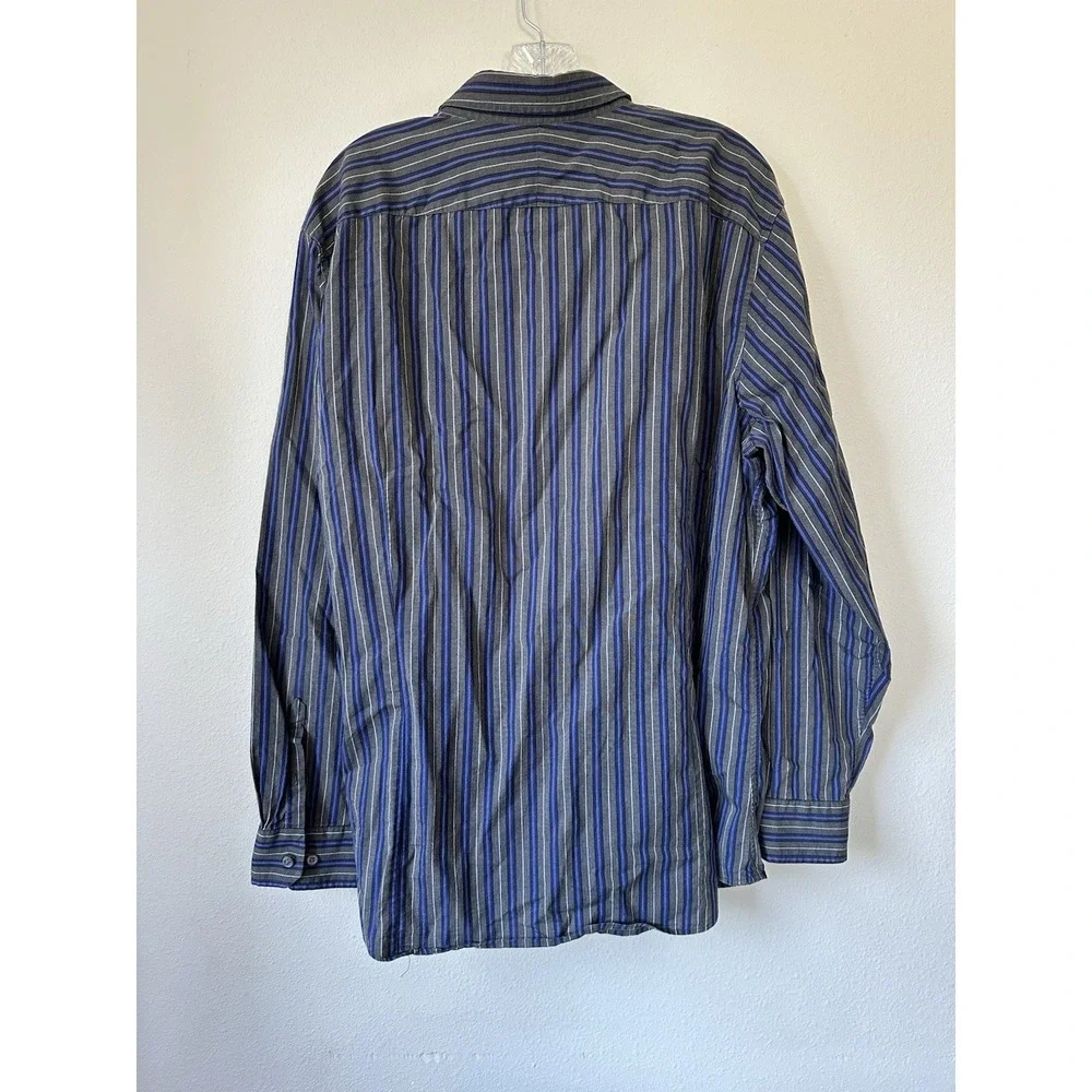Banana Republic Men's XL Blue Brown Striped Button up Long Sleeve Shirt‎
